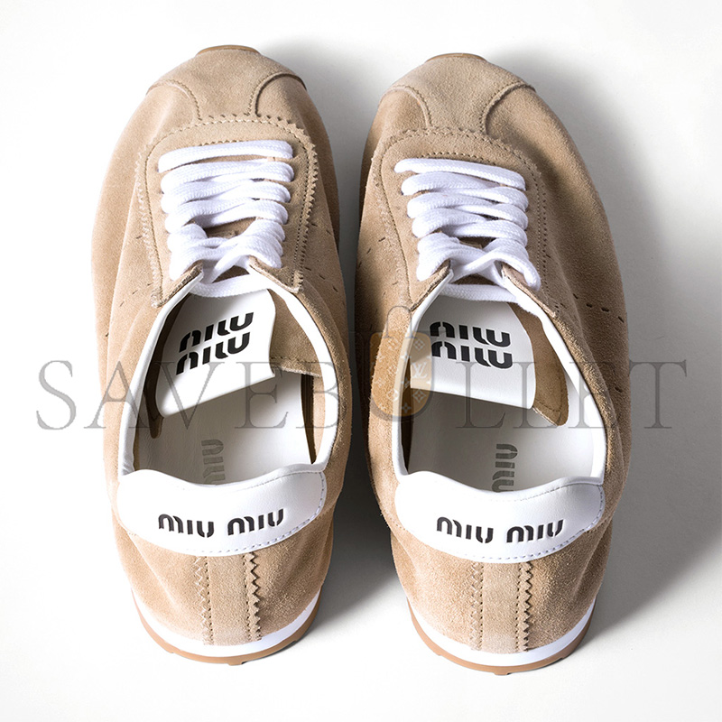 MIU MIU PLUME SUEDE LEATHER SNEAKERS 5E114E